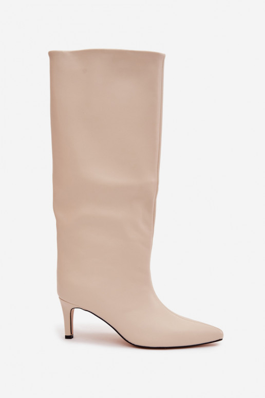 botas de mujer Un modelo convincente calentamiento con tacones finos color marfil Olivienne