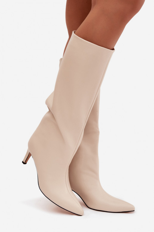 botas de mujer Un modelo convincente calentamiento con tacones finos color marfil Olivienne