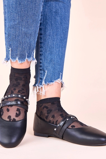 Bailarinas negros con cintas decorativas Vika 2