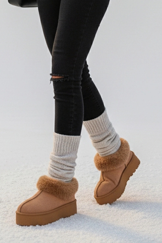 Botas de nieve marrones con piel Deesi