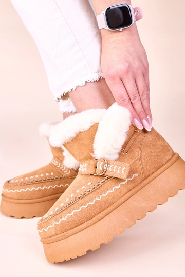 Botas de nieve marrones con aplicación decorativa bordada Ciana 2