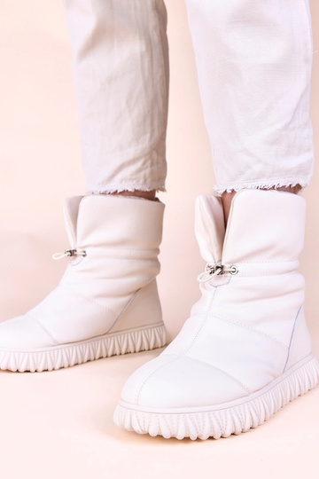 Botas de nieve color arena de piel natural con fruncido Raschmi