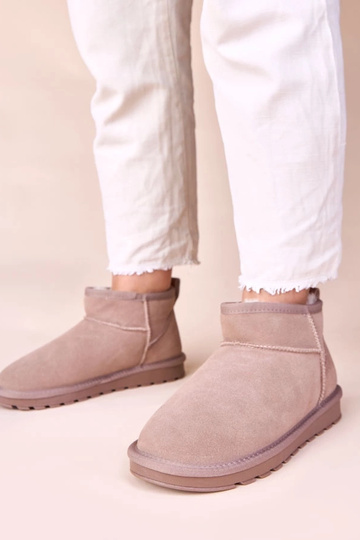Botas de nieve grises de piel de ante natural, forradas con piel Matilda