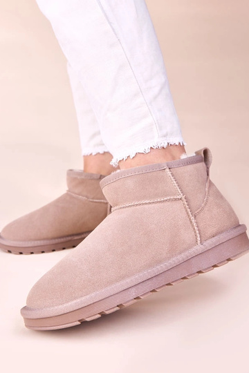 Botas de nieve grises de piel de ante natural, forradas con piel Matilda 2