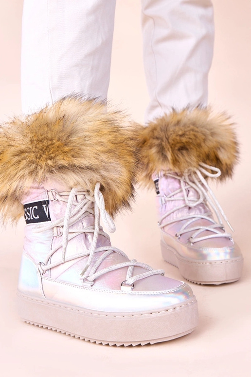 Botas de nieve plateados con tono...