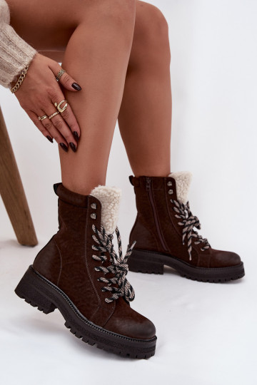 Botines de mujer de piel sintética color chocolate "Bellora" 2