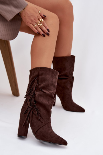 Botines de mujer con flecos de color chocolate Darlina 2