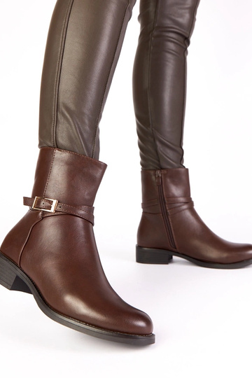 Botines marrones con hebilla y candado Zema 2
