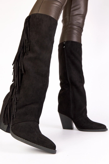 Botas de cowboy negras adornadas con flecos Shia 2