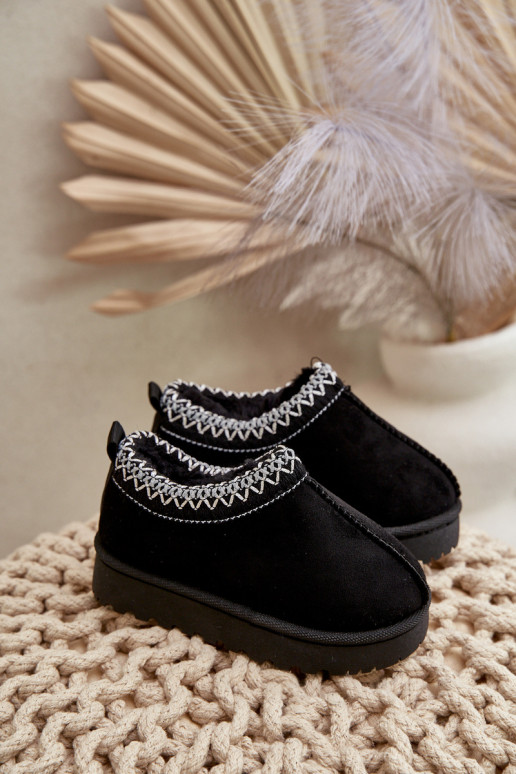 Botas de nieve para niños con plataforma, aislantes con interior de piel en negro Vilabria