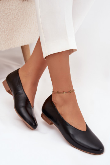 Bailarinas de mujer de cuero sintético con tacones anchos color negro Olyssia