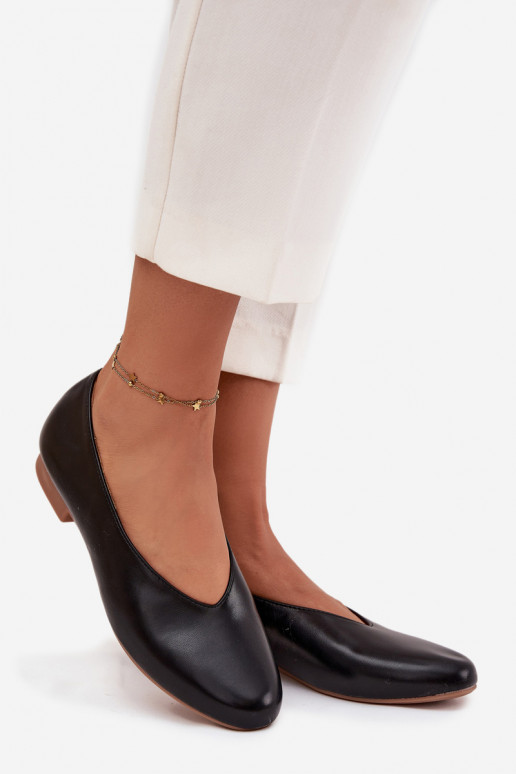 Bailarinas de mujer de cuero sintético con tacones anchos color negro Olyssia