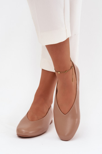 Bailarinas de mujer de cuero sintético con tacones anchos color arena Olyssia