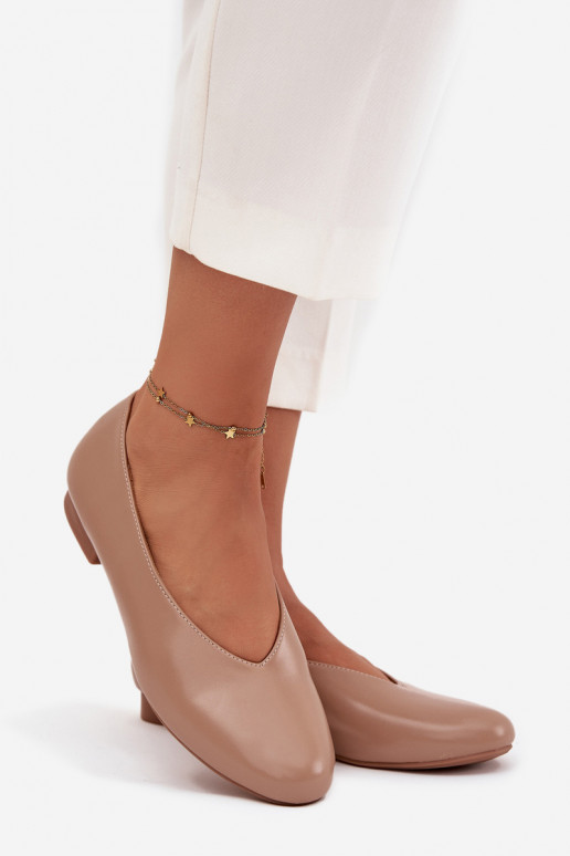 Bailarinas de mujer de cuero sintético con tacones anchos color arena Olyssia