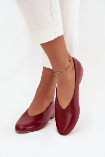Bailarinas de eco cuero para mujer con tacones anchos color burdeos Olyssia