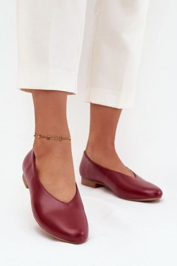 Bailarinas de eco cuero para mujer con tacones anchos color burdeos Olyssia 2