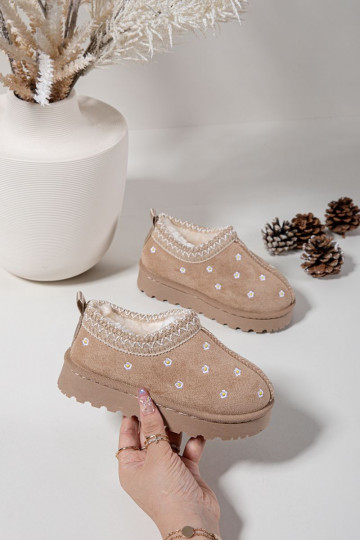 Botas de nieve Infantilcon motivos floralesuszkami calentamiento con pelo dentro beige Palina