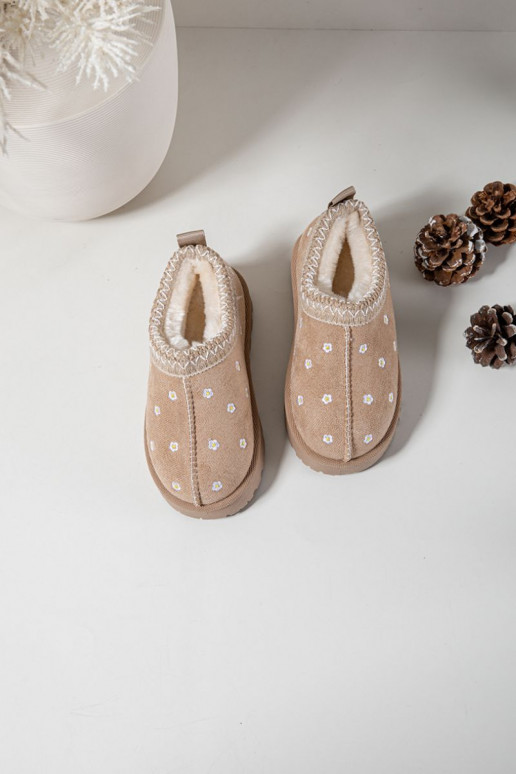 Botas de nieve Infantilcon motivos floralesuszkami calentamiento con pelo dentro beige Palina