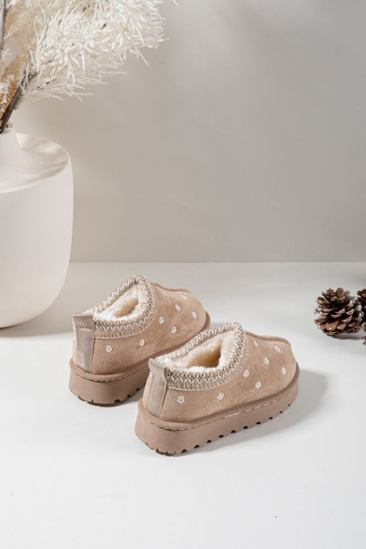 Botas de nieve Infantilcon motivos floralesuszkami calentamiento con pelo dentro beige Palina