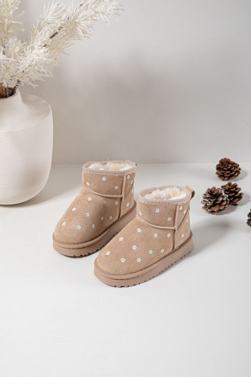 Botas de nieve Infantil Ozdobione con motivos floralesuszkami beige Gracina