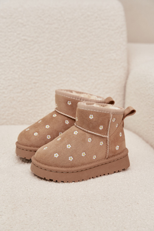 Botas de nieve Infantil Ozdobione con motivos floralesuszkami beige Gracina