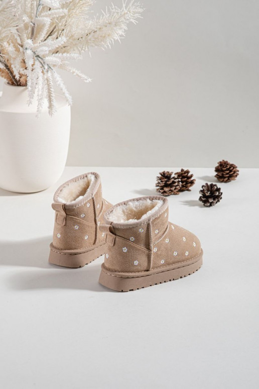 Botas de nieve Infantil Ozdobione con motivos floralesuszkami beige Gracina
