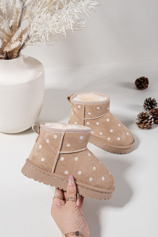 Botas de nieve Infantil Ozdobione con motivos floralesuszkami beige Gracina