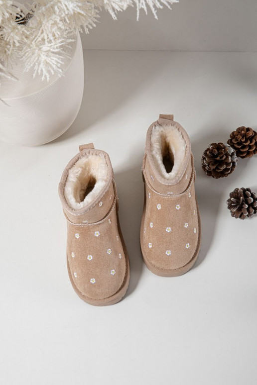 Botas de nieve Infantil Ozdobione con motivos floralesuszkami beige Gracina