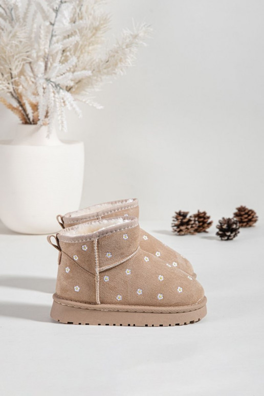 Botas de nieve Infantil Ozdobione con motivos floralesuszkami beige Gracina
