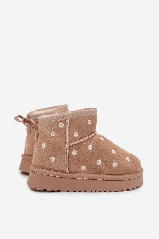Botas de nieve Infantil Ozdobione con motivos floralesuszkami beige Gracina