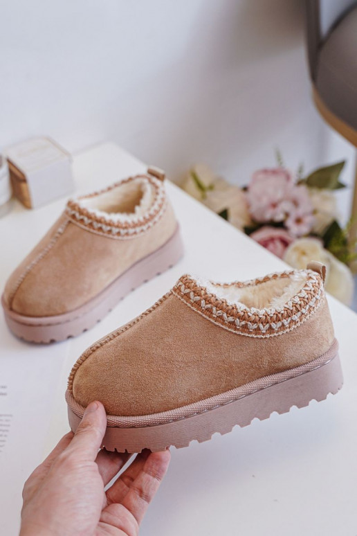 Botas de nieve Botas Infantil con una plataforma calentamiento con pelo dentro beige Vilabria