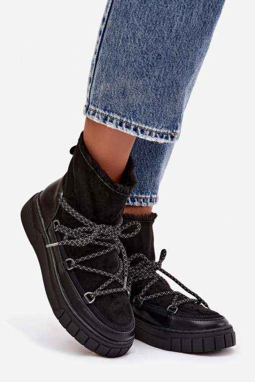 Botas de nieve negras para mujer con detalles elegantes Isalisse