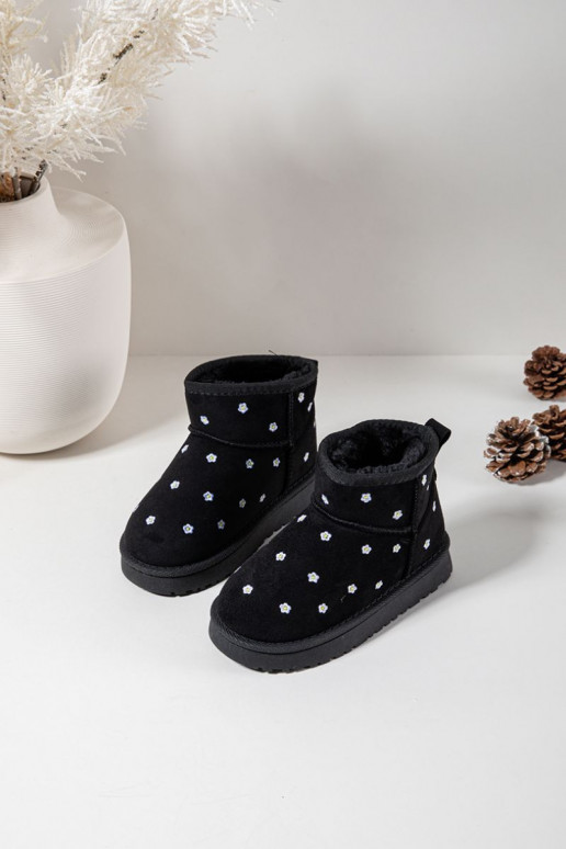 Botas de nieve Infantilcon motivos floralesuszkami de color negro Gracina