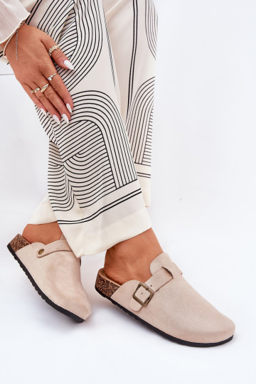 Zapatillas de mujer con plataforma y hebillas, color arena Selio