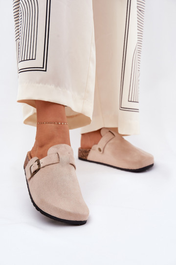 Zapatillas ChodakI Femenino i con una plataforma con hebillas beige Selio 2