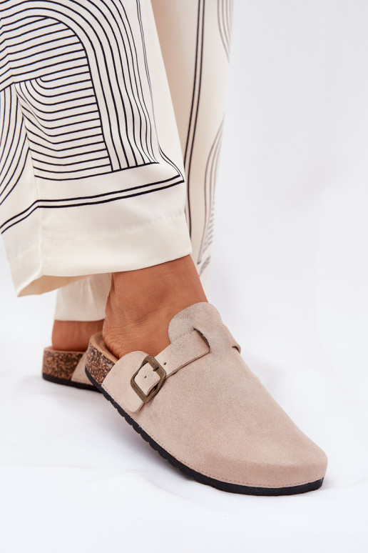 Zapatillas ChodakI Femenino i con una plataforma con hebillas beige Selio