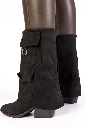 Botines negros con tacón y bolsillos Nadiia