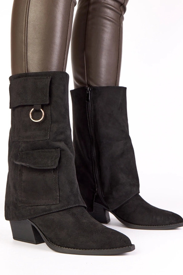 Botines negros con tacón y bolsillos Nadiia 2