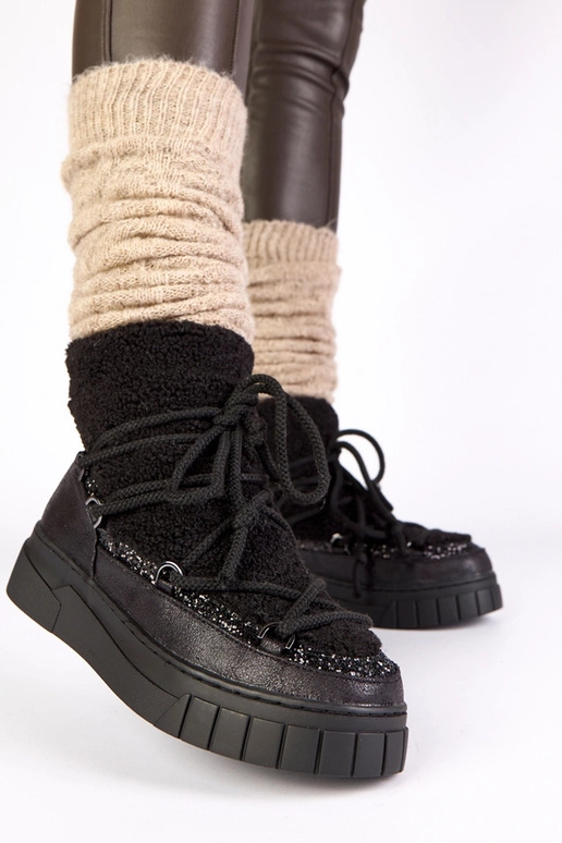 Botas de nieve cálidos y negras con...