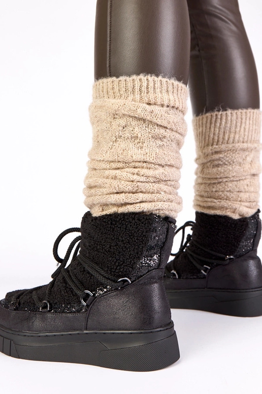 Botas de nieve cálidos y negras con...