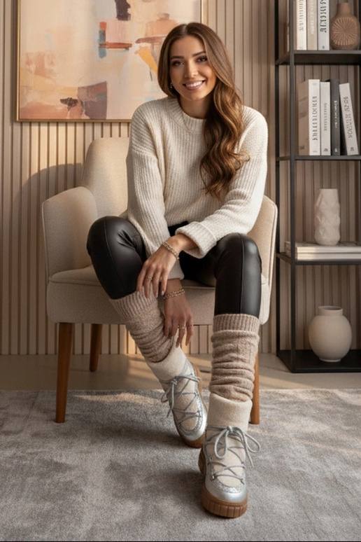 Botas de nieve cálidos plateadas con...