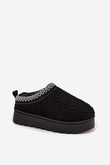 Botas de nieve infantiles para jóvenes con pelaje tipo Baranek en negro Selathiel