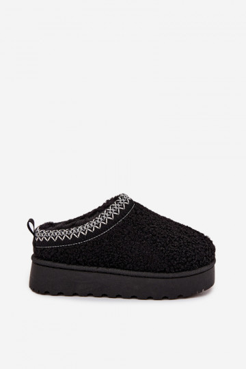 Botas de nieve infantiles para jóvenes con pelaje tipo Baranek en negro Selathiel 2