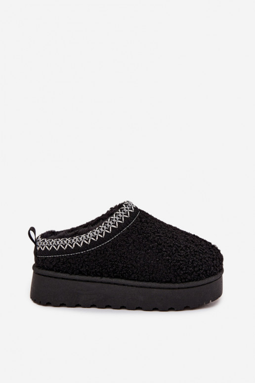 Botas de nieve infantiles para jóvenes con pelaje tipo Baranek en negro Selathiel