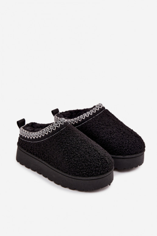 Botas de nieve infantiles para jóvenes con pelaje tipo Baranek en negro Selathiel