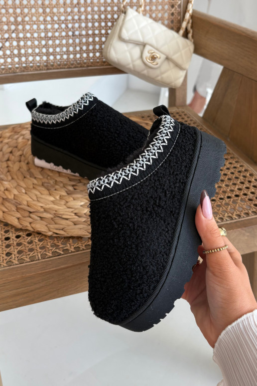 Botas de nieve infantiles para jóvenes con pelaje tipo Baranek en negro Selathiel