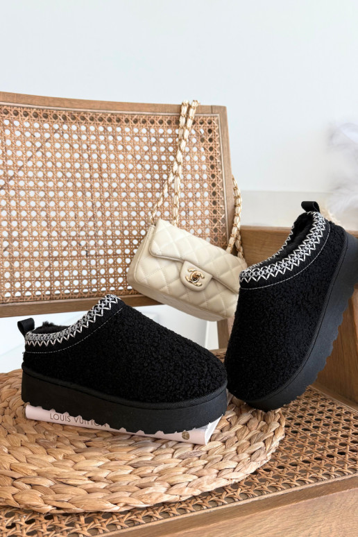 Botas de nieve infantiles para jóvenes con pelaje tipo Baranek en negro Selathiel