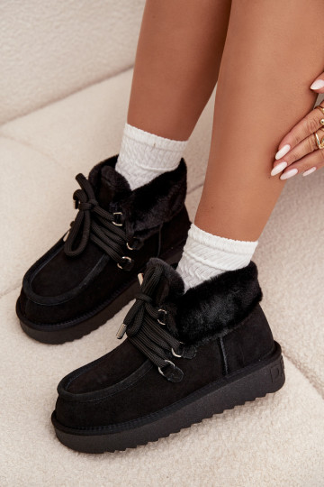 Botas de nieve negras para mujer de ante natural D.Franklin DFSH375006