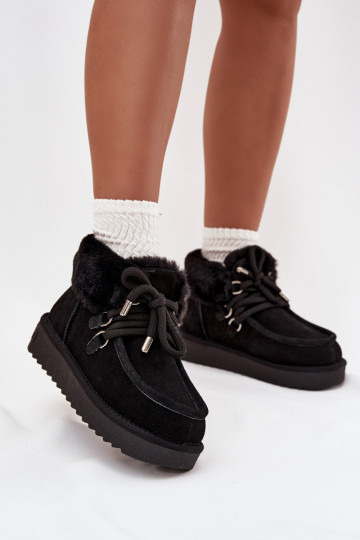 Botas de nieve negras para mujer de ante natural D.Franklin DFSH375006 2