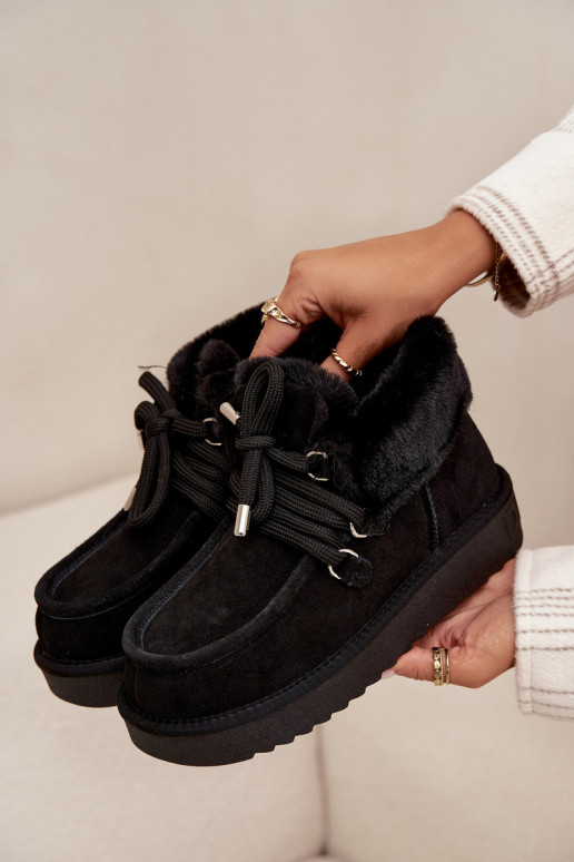 Botas de nieve negras para mujer de ante natural D.Franklin DFSH375006